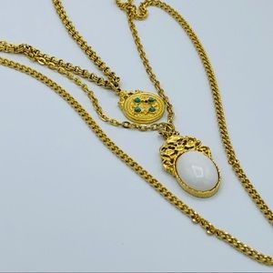Vintage Necklace Unsigned Tiered 3 chains